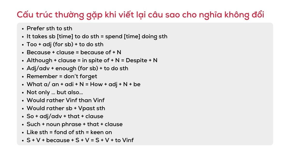 Viết lại câu sao cho nghĩa không đổi lớp 7